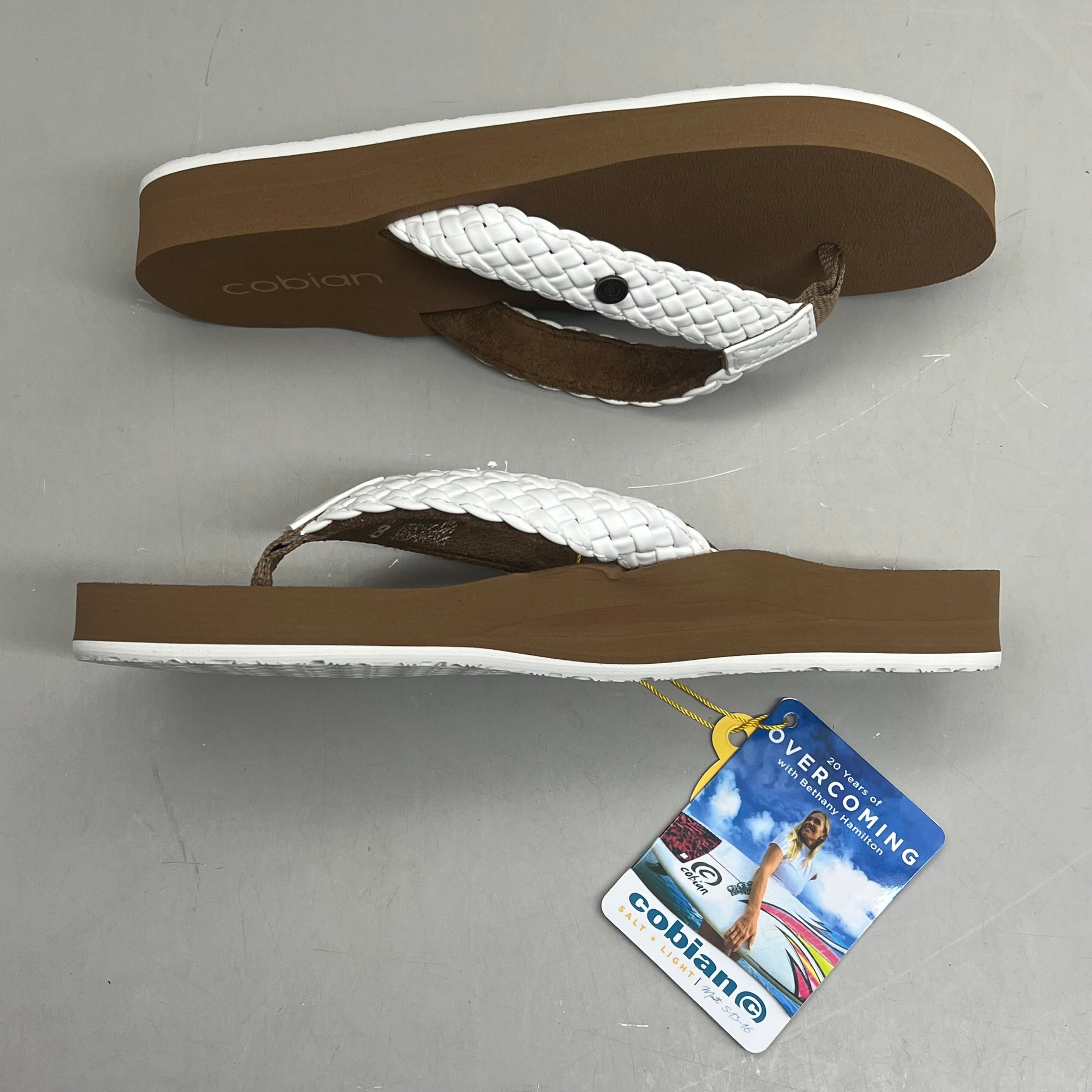 COBIAN Braided Bounce Synthetic Leather Sandals Women's Sz 6 EU 35.5 White BRB10-100-6