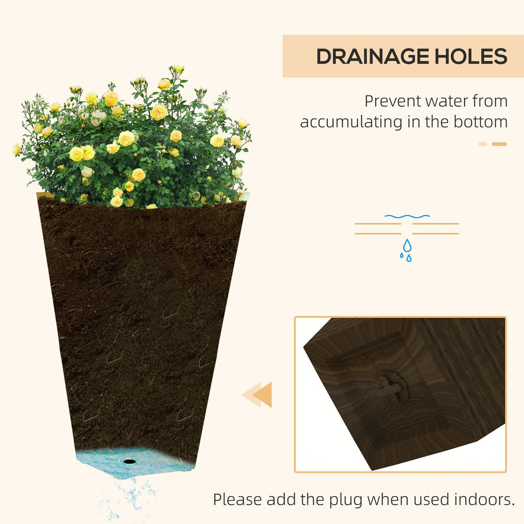 Outsunny 28" Tall Outdoor Planters - Set of 3 Large Tapered Planters