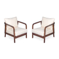 Outdoor Lounge Chair With Woven Backrest and Solid Wood Frame