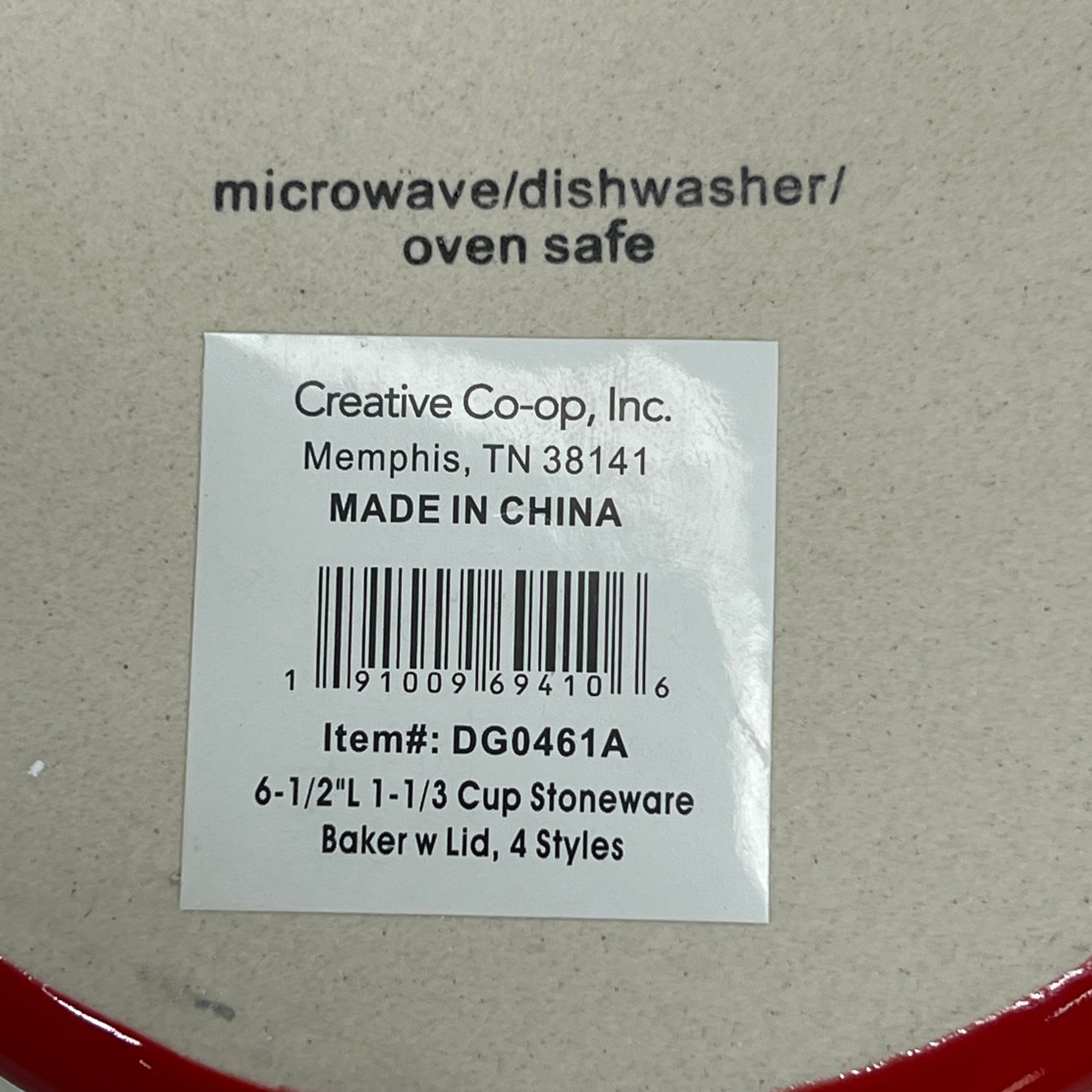 ZA@ CREATIVE CO-OP Set Of 4 Stoneware Two-Tone Baker W/ Lid  1-1/3 Cup  Multicolor DG0461A