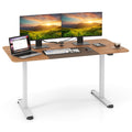 55 Inch Electric Standing Desk Adjustable with Cable Management Hole-Brown