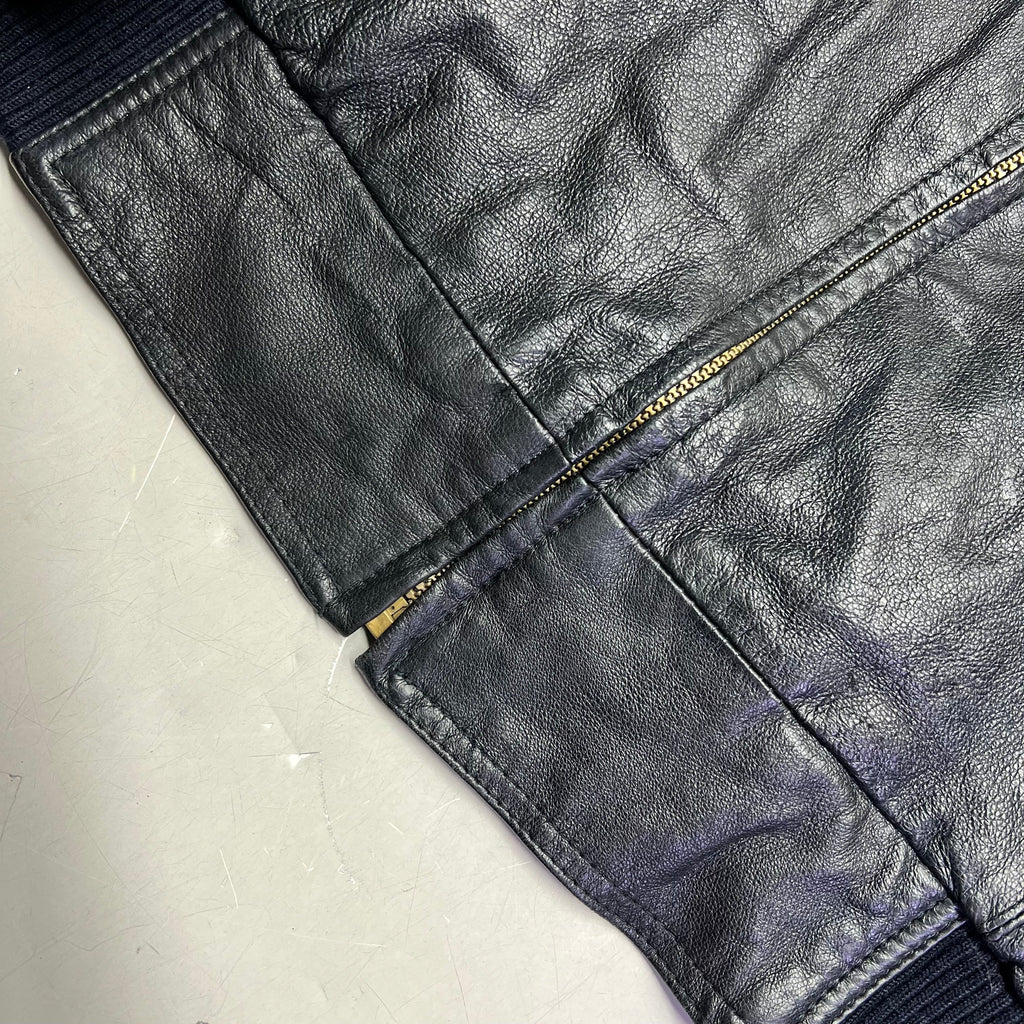 NEW ORDEDR Authentic Leather Jacket Full Zip Men's Sz L Black (Pre-Owned)