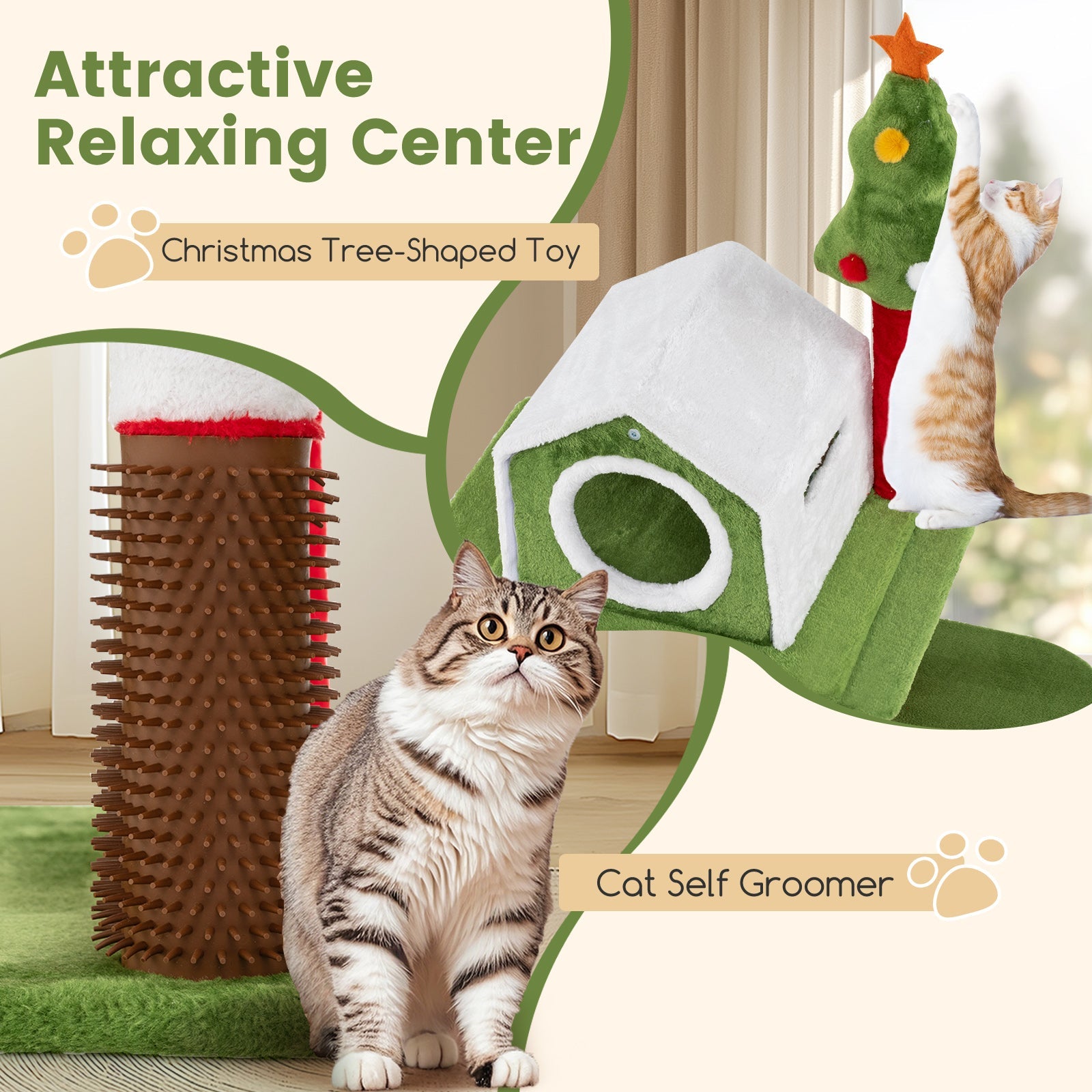 58 Inch Tall Cat Tree Tower Multi-level Pet Climbing and Jumping Tower Furniture with Condos