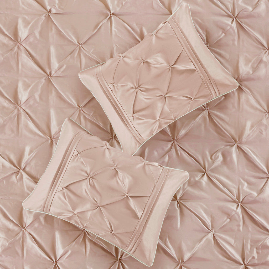 7 Piece Tufted Comforter Set Blush King