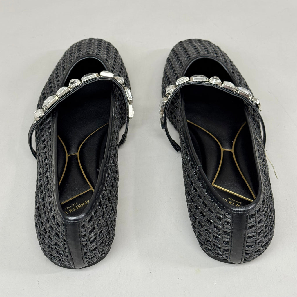 KENNETH COLE  New York Zeta Raffia Jewel Jane Flat Women's Sz 9 Black KL25ZMJ01