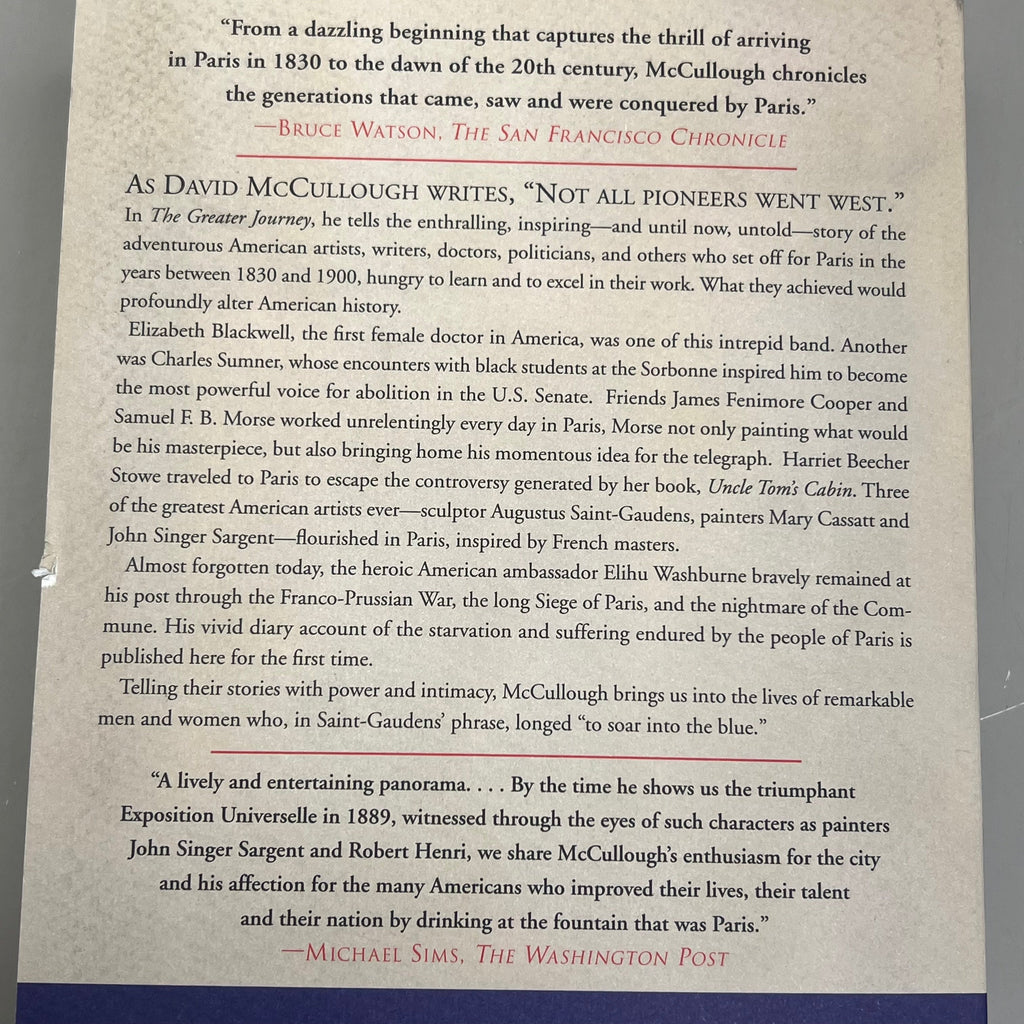 THE GREATER JOURNEY  Americans In Paris By David McCullough Paperback Book
