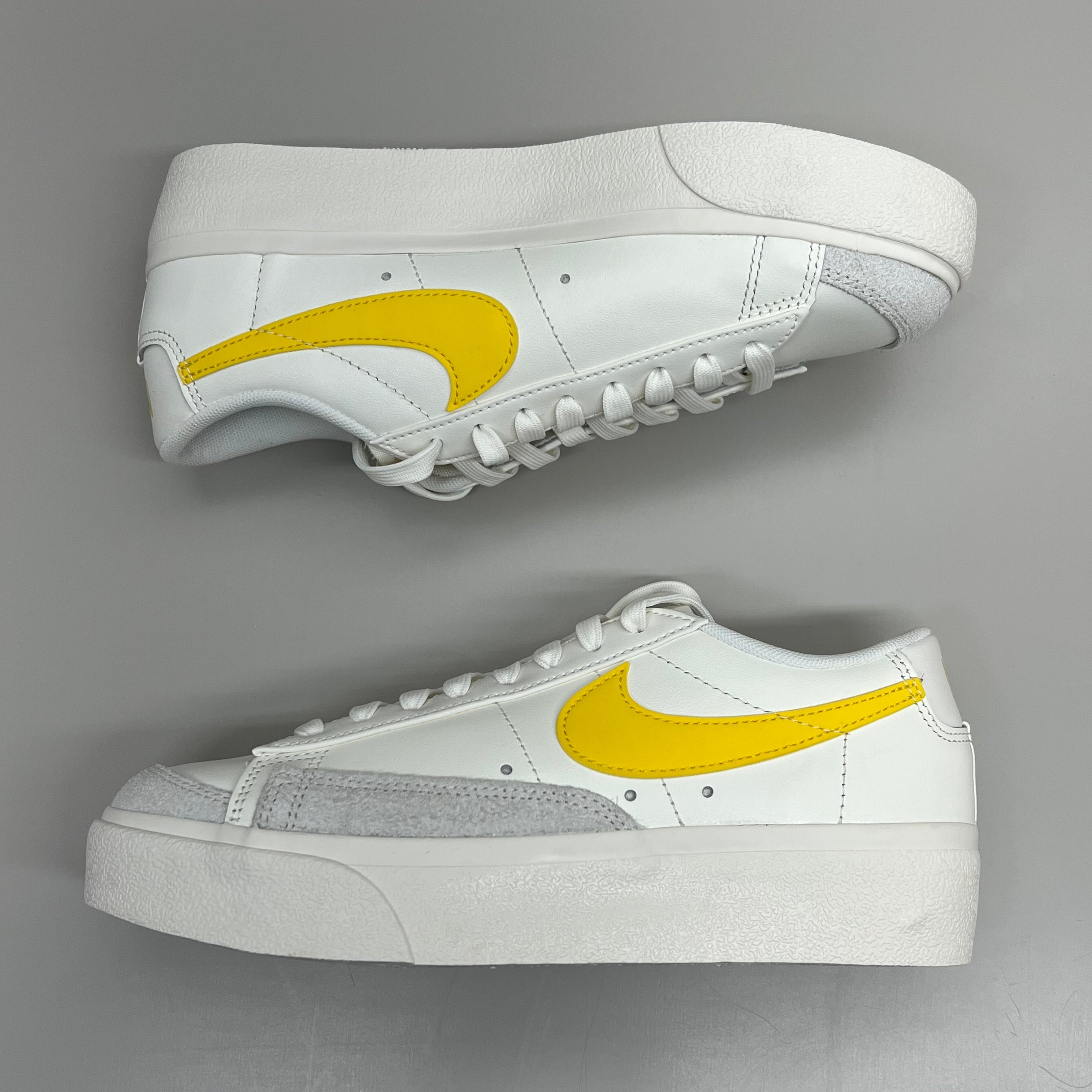 NIKE Blazer Low Cut Platform Shoes Sz Women's 7.5 Men's 6 Yellow/Grey/White