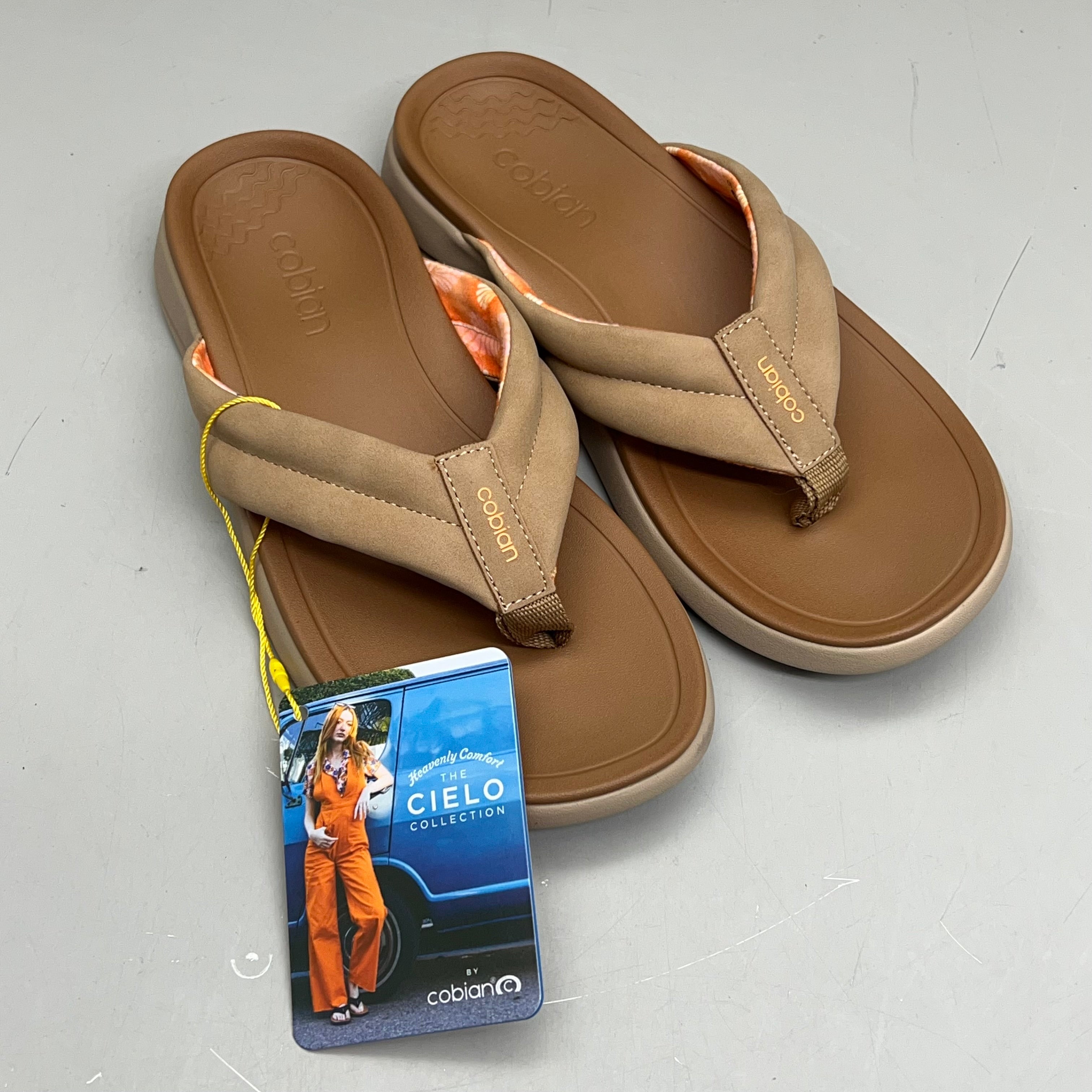 COBIAN Darby Synthetic Suede Strap Sandals Women's Sz 7, EU 37 Tan DAR24-230-7
