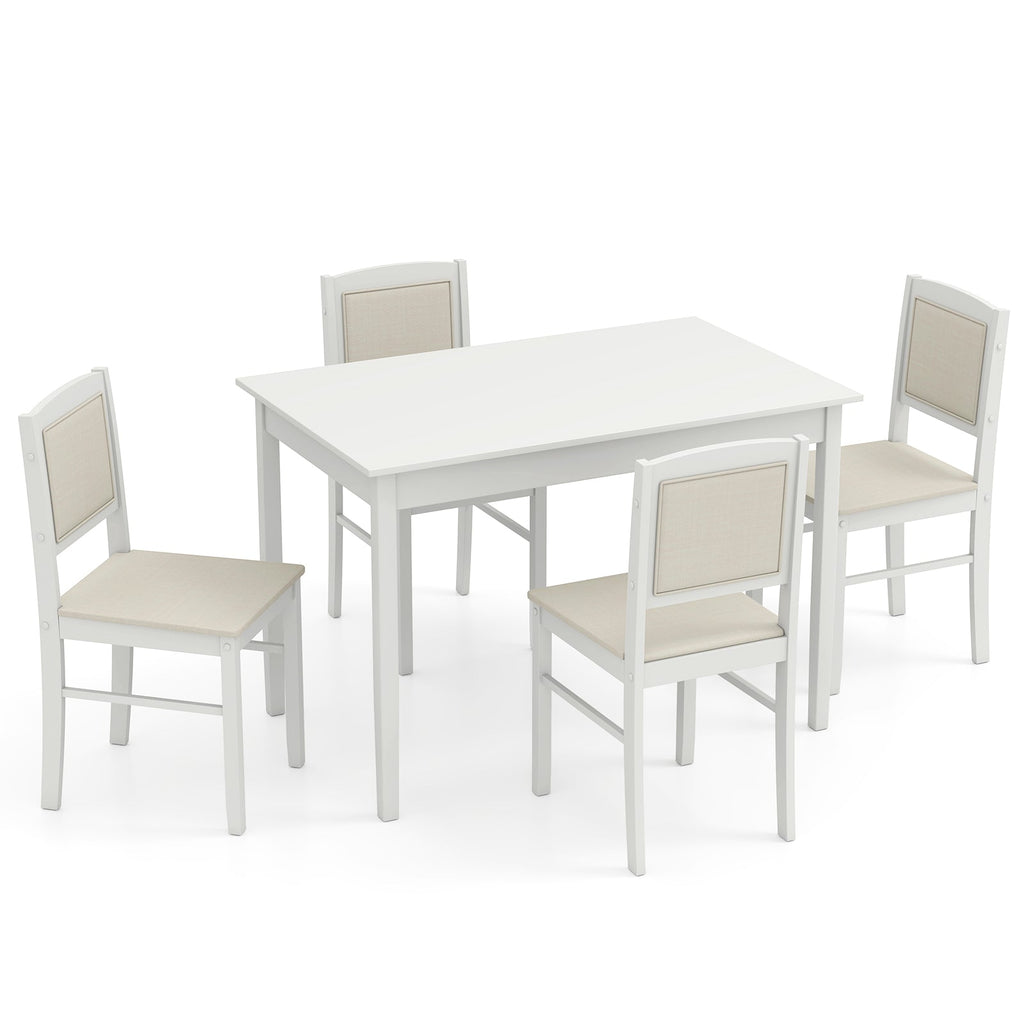 5-Piece Dining Set for 4 with Rubber Wood Legs for Small Dining Room