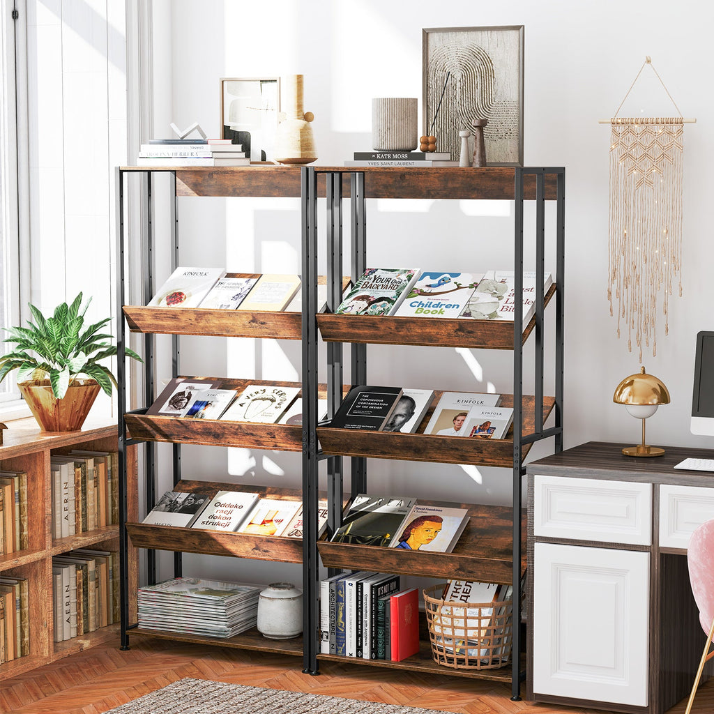 5-Tier Bookshelf with Adjustable and Tiltable Shelves