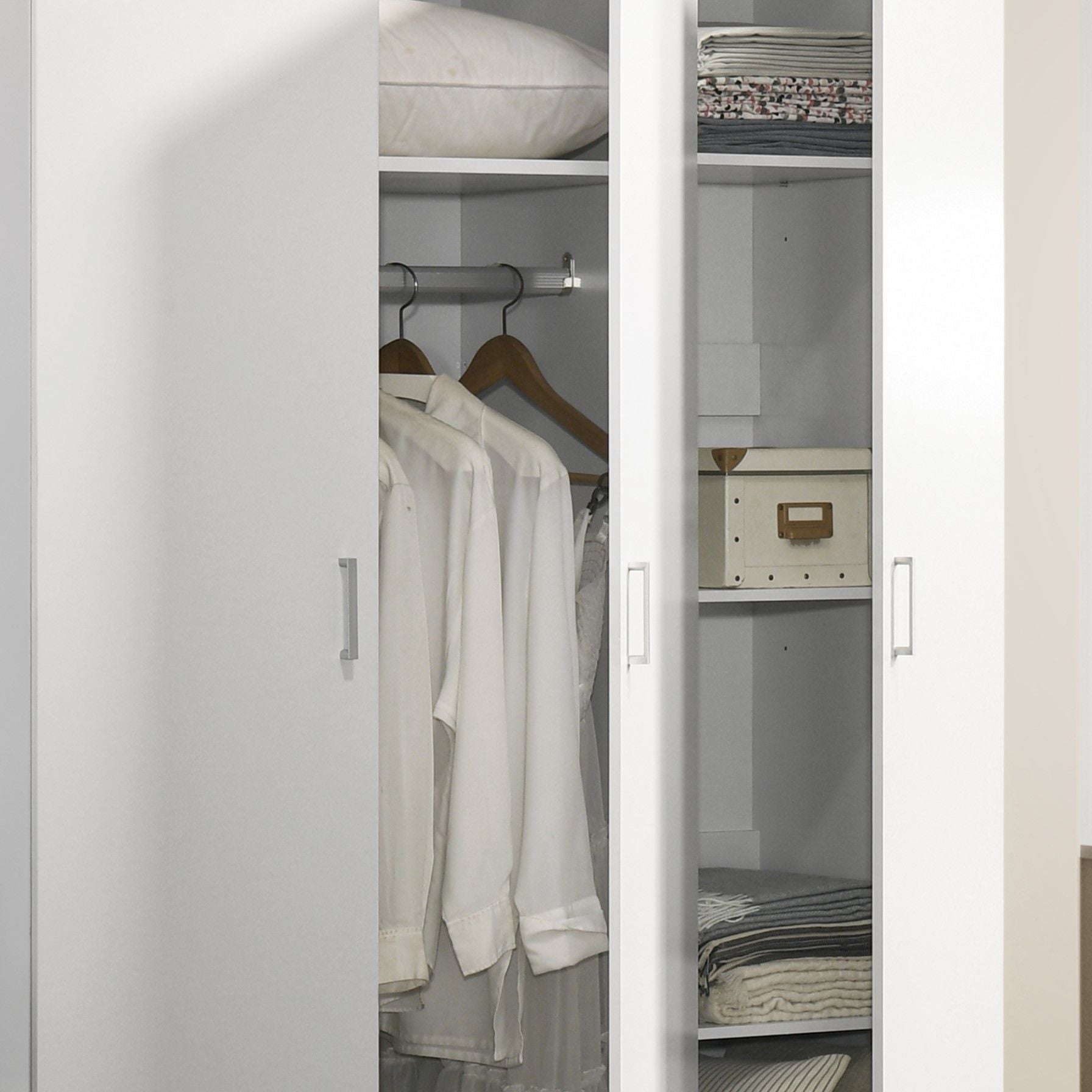 Declan 3-Door Wardrobe Cabinet Armoire in White