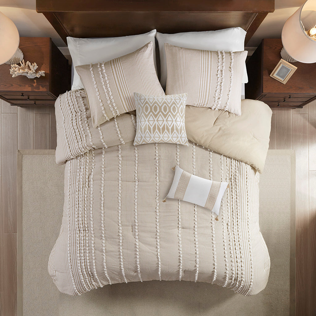 Full/Queen 3 Piece Cotton Yarn Dyed Comforter Set