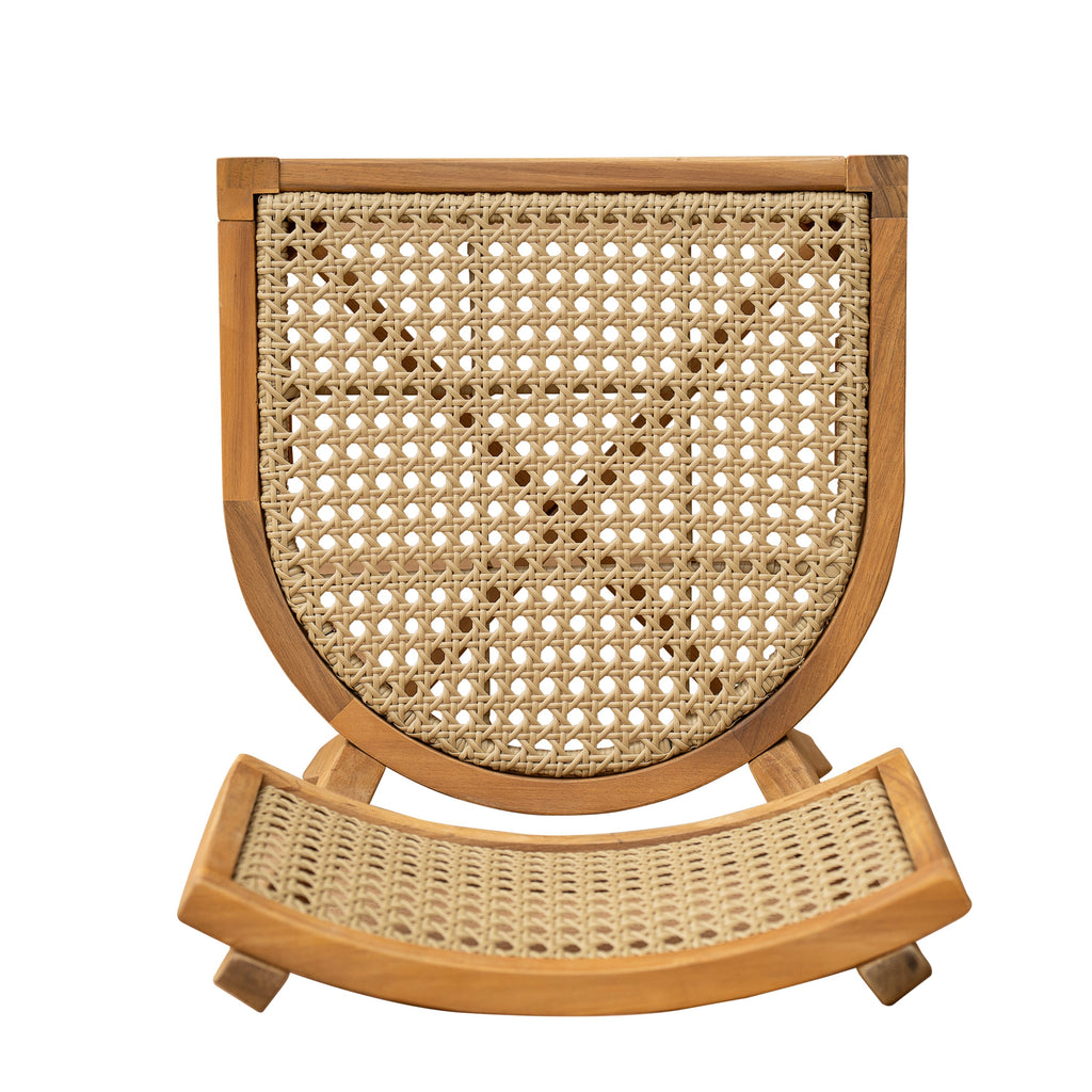 Netro Acacia Wood Dining Chair with Light Brown Wicker