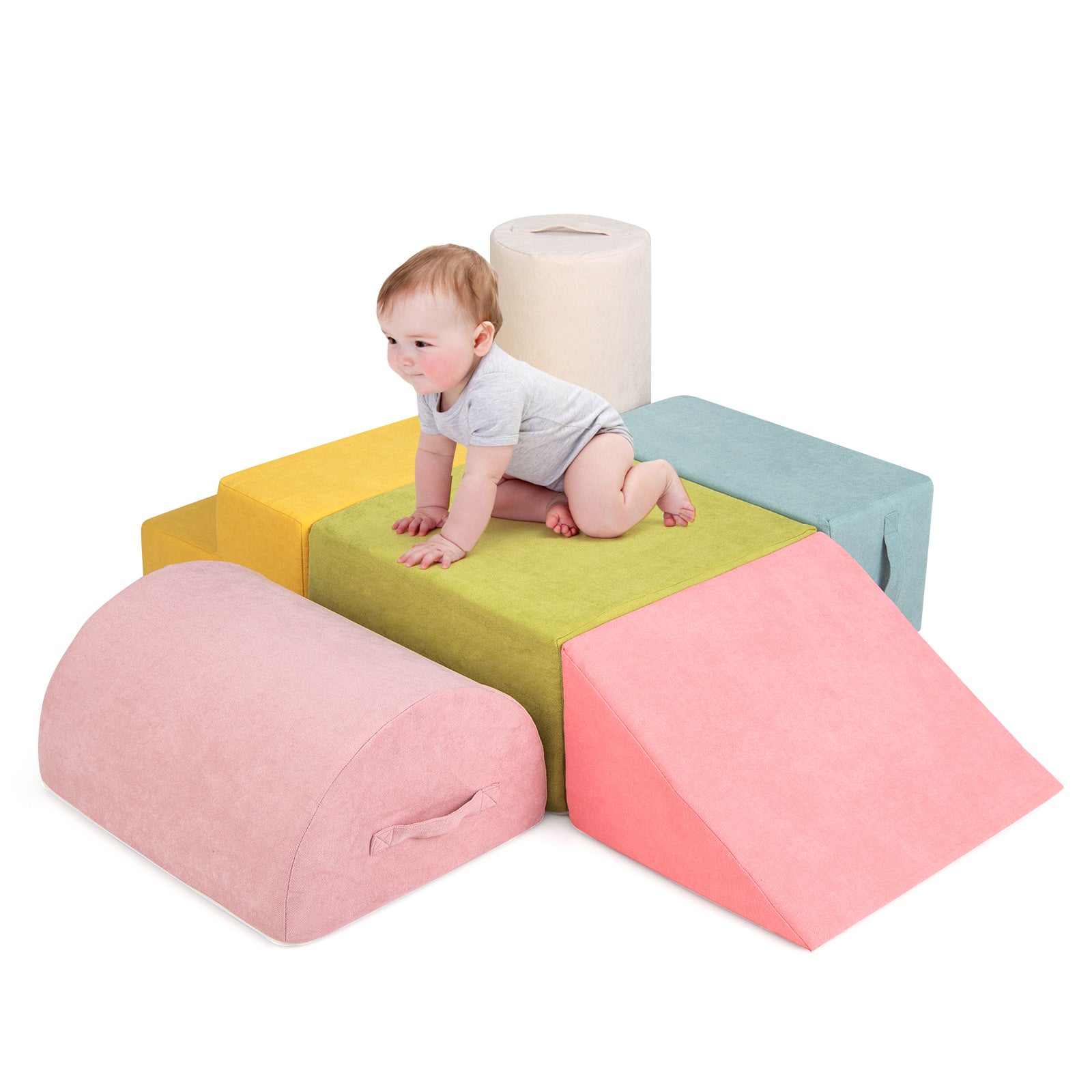 6-Piece Baby Climbing Blocks with 30D High-Density Foam and Carrying Handles