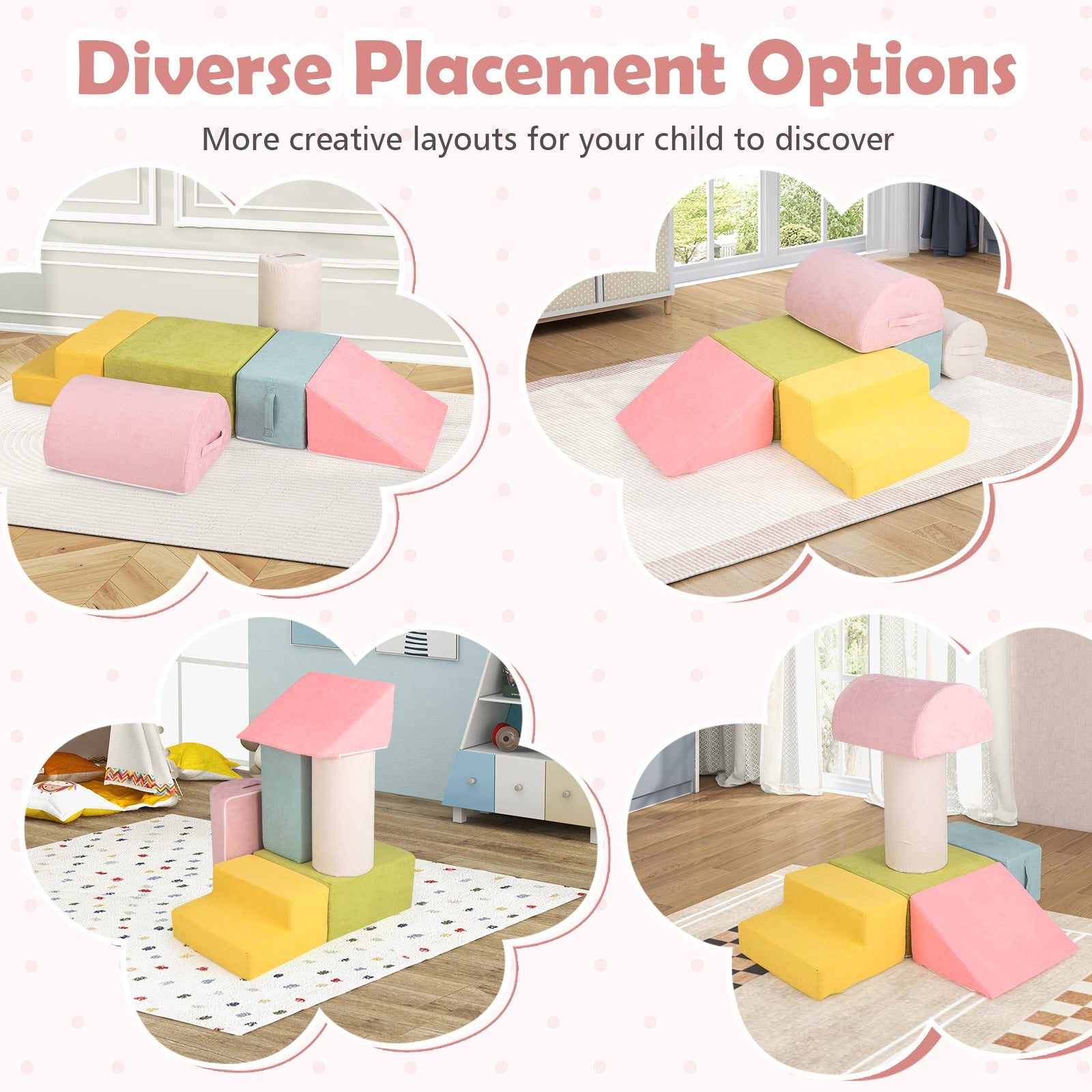 6-Piece Baby Climbing Blocks with 30D High-Density Foam and Carrying Handles