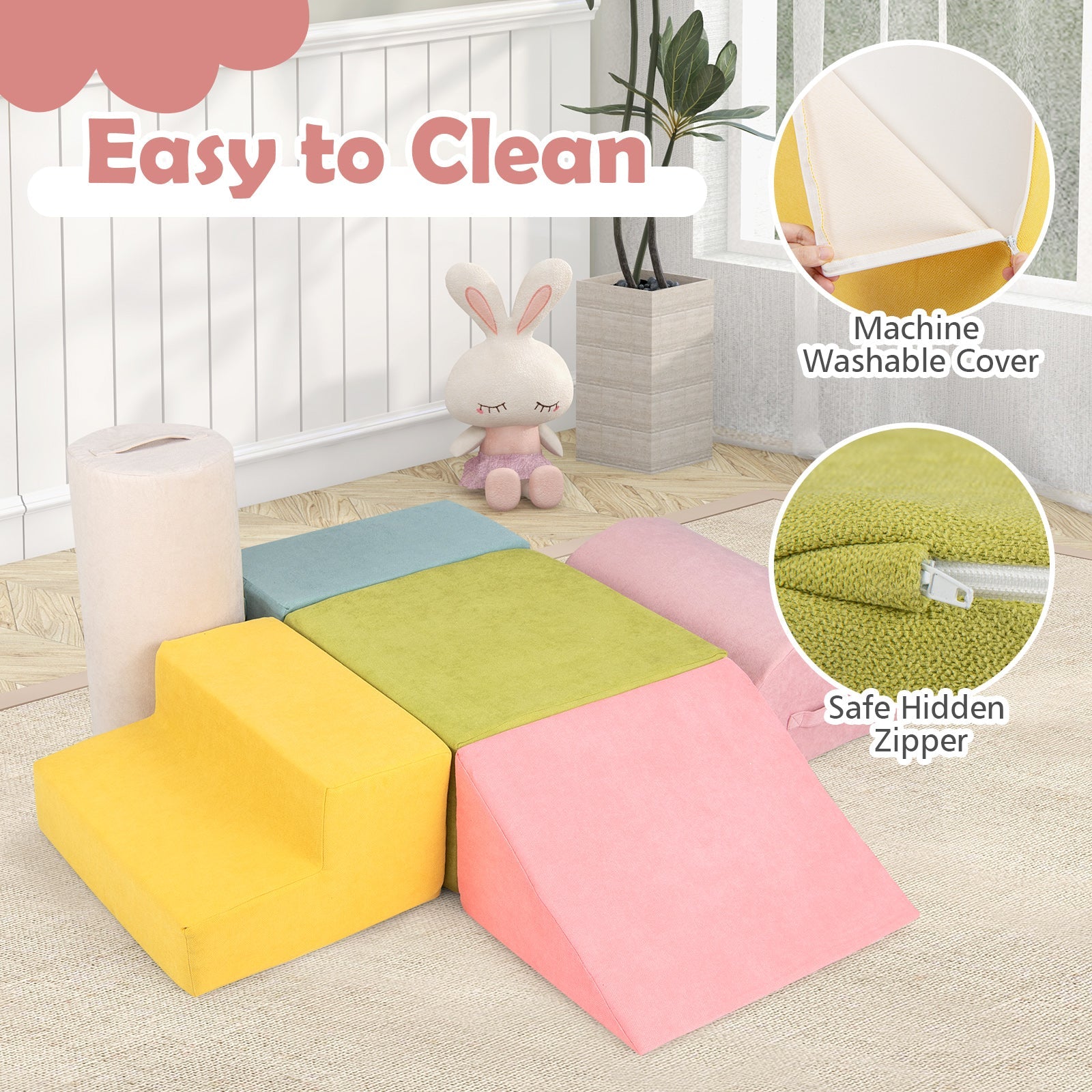 6-Piece Baby Climbing Blocks with 30D High-Density Foam and Carrying Handles