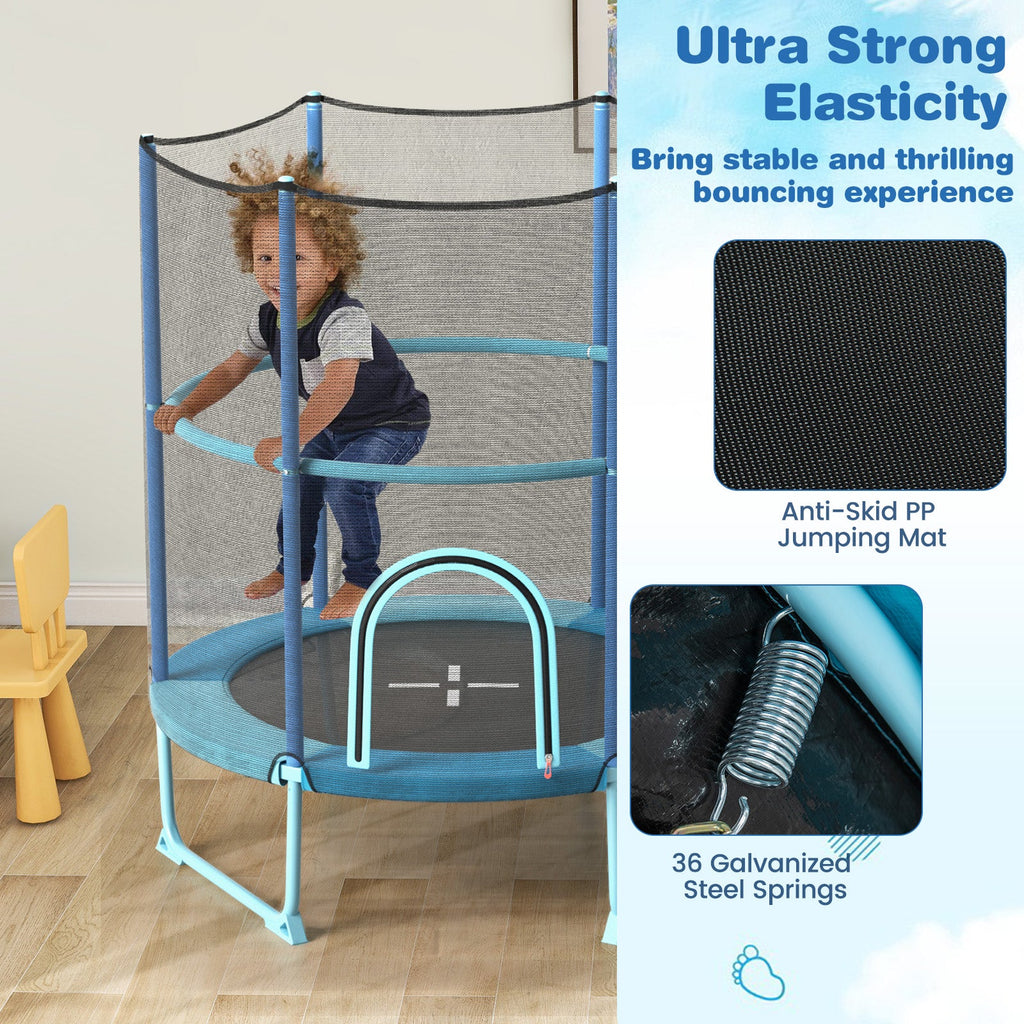 60 Inch Trampoline with Gymnastic Bar and Rings for Kids