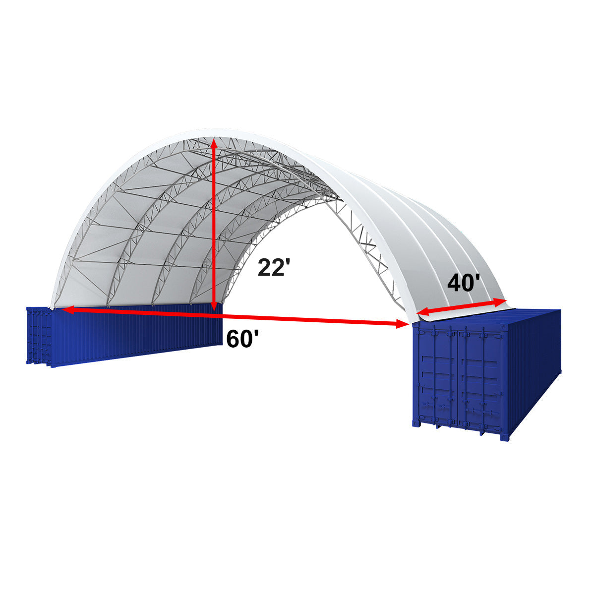 Reinforced 60'x40'x22' Double Truss Container Canopy Shelter