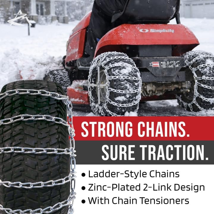 The ROP Shop Pair of 2 Link Tire Chains & Tensioners 24x12x10