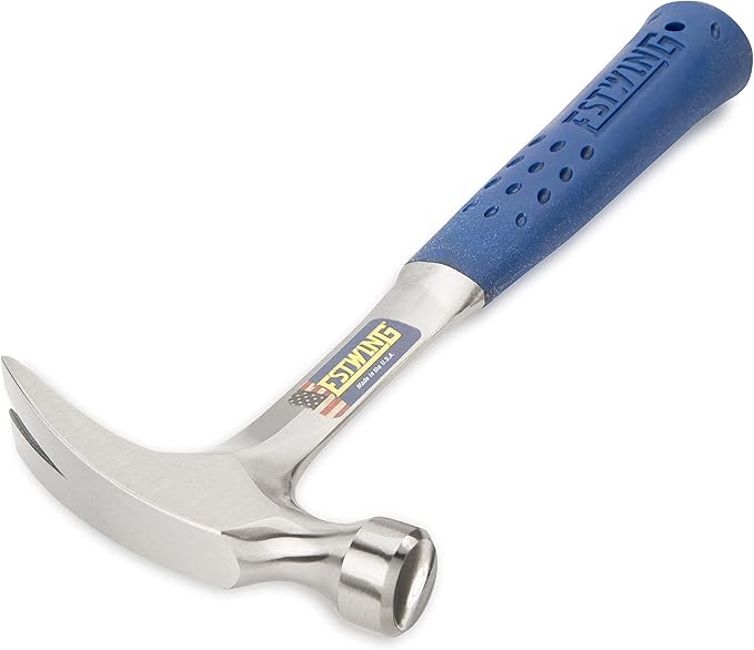 ESTWING Hammer - 12 oz USA Made Straight Rip Claw Hammer with Smooth Face & Shock Reduction Grip - E3-12S