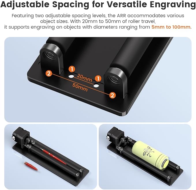 Algolaser Mini Rotary Roller - 360° Adjustable Rotary Roller - Y-axis Rotary Roller Attachment for Cylindrical Objects Tumblers,Bottle – No Laser Function