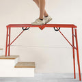 LEADALLWAY Scaffolding Platform 70(L) x15(W) x33(H) 770 Lbs Capacity Folding Adjustable Portable Work Platform Ladder,Red