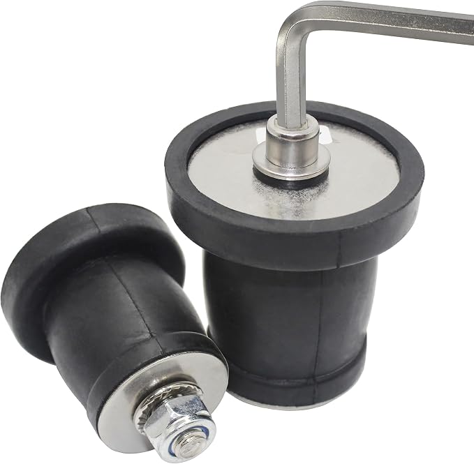 Expandable Mechanical Seal Cleanout Pipe Plug, Sewer Cap Cover | 1-7/8" to 2-1/4" Rubber Expansion Scupper Plugs&Removable Stainless Steel Allen Wrench Handle, Winterizing Pool Boat Plugs