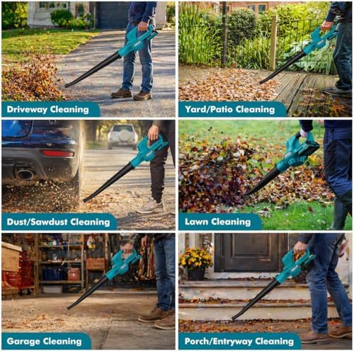 Leaf Blower Cordless 21V Electric with 2 Batteries and Charger Lightweight