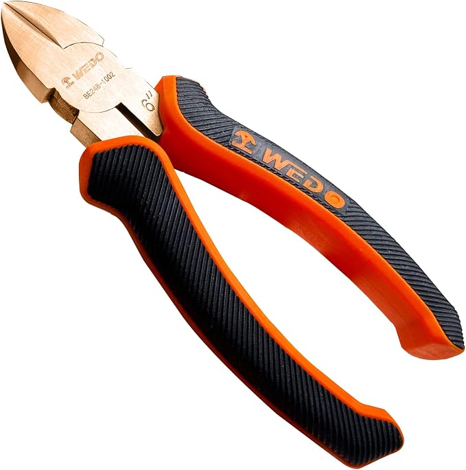 WEDO Non-Sparking Diagonal Cutting Pliers 8”, Spark-Free Side Cutters Pliers, Wire Cutters, Flush Cutting, BAM & FM Certificate, Beryllium Copper, For Electrical and Homes
