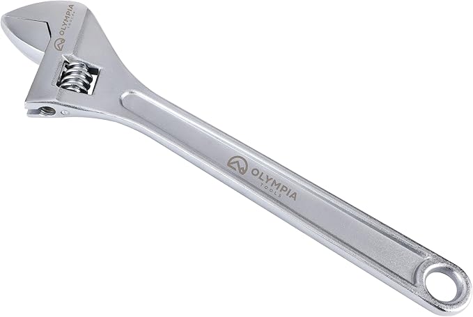 Olympia Tools 18" Adjustable Wrench, Heavy Duty Drop Forged Steel, Chrome Plated, Precision Machined Jaws, Rust Resistant