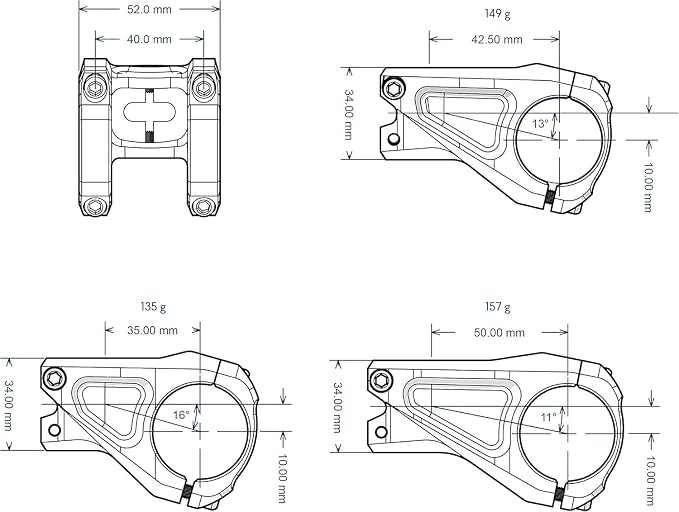 Funn Equalizer Stem, 10mm Drop or Rise, 35mm Clamp, 50mm Length (Black)