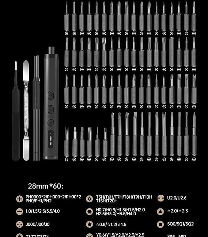 Mini Electric Precision Screwdriver Set, 78 in 1 Cordless Repair Kit with OLED Display, USB-C Rechargeable, 72 S2 Steel Magnetic Bits for Phone, Laptop, Watch & Electronics Repair