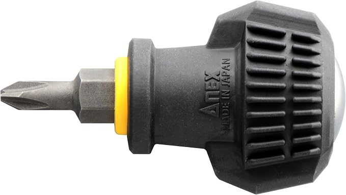 Anex Stubby Screwdriver for Stripped & New Screw Removal, 4-Pack, Philips & Flat Head, Ergonomic