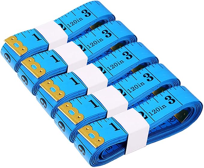 Measuring Tape for Sewing, 120 Inch Soft Fabric Cloth Tape Measure for Body Measurement, 5 Pack Double Scale Seamstress Tailor Ruler for Waist Clothing Nursing Craft(Blue)