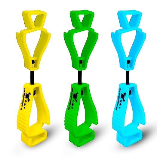 Work Glove Clips – Heavy-Duty, 360° Rotating, Spring-Loaded Glove Holders in Assorted Colors, Z-Shaped Grip, Durable POM, Clips to Tool Belts and Safety Gear, 3 Pcs