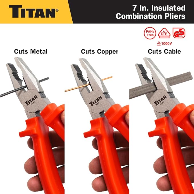 Titan 73327 7-Inch VDE Insulated Combination Pliers