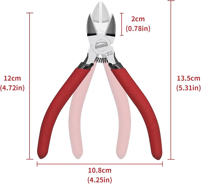 Wire Cutters 5 Pack, 5 Inch, Side Cutters, Flush Cut Pliers | Spring Loaded Cutting Pliers with Non-slip Red Handle, Dikes Wire Cutters Snips for Model Kits, Crafting, Zip Ties