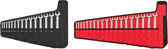 TEKTON Combination Wrench Set, 34-Piece | WCB94302 | (1/4 - 1 in., 6 - 24 mm), Wrench Roll, Chrome Finish