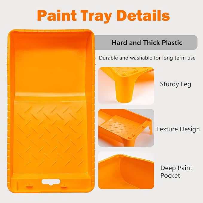 Mister Rui 4 Inch Paint Tray Liners - 20 Disposable Paint Pan Liners with Plastic Paint Tray, Small Paint Trays for Roller Brushes, Ideal for Home Painting, Trim Work, and Touch-Ups