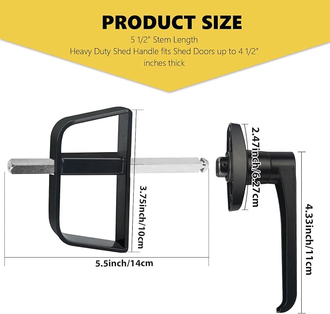 shed Door Latch shed Door Handle with 5-1/2" Stem,shed Door Lock Matching Set Includes 5 Keys forPlayhouses, shed Latch Chicken Coops,Camper, RV, Garage Door(Black)