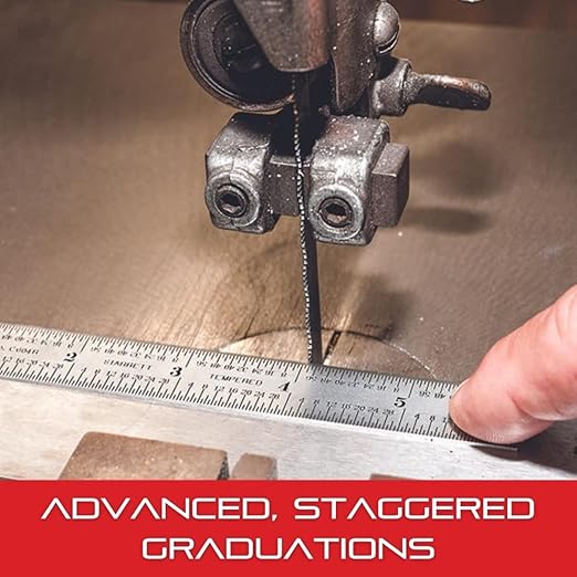 Starrett Full Flexible Steel Rule with Satin Chrome Finish, Quick Reading, and Inch Graduation - 5R Graduation, 24" Length, 1/50" Thickness - C305R-24