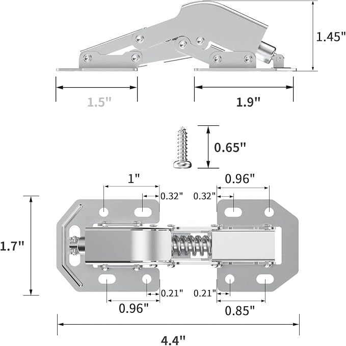 Chibery 10 Pack 90 Degree Soft Close Surface Mount Spring Hinges, Easy Installation No Pre-drilled, Noiseless Frameless Hidden Concealed Kitchen Cabinet Hinge for Cupboard Folded Replacement Hardware