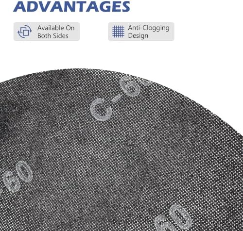 HUAALIUCHE 20" Sanding Screen Discs - Mesh Floor Sanding Screen - Black Silicon Carbide - for Wood Floors (10 Pack, 60 Grit)