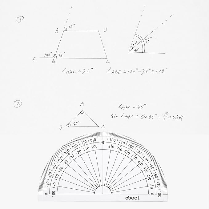 EBOOT 40 Pack Plastic Protractor, 180 Degrees Protractor for Angle Measurement Student Math, 4 Inches, Clear