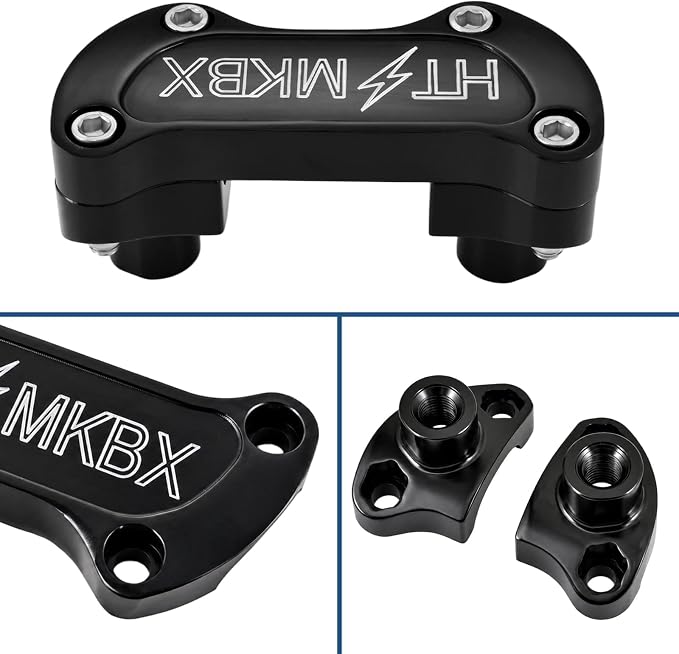 Black 1.25 inch Handlebar Riser Top Clamp Kit, 7075 Aluminum Bar Riser for 1.25” Handlebars, Fits Harley Touring Sportster Softail Dyna Models
