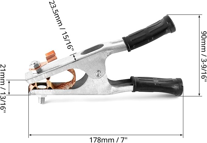 QWORK Welding Ground Clamp, 2 Pack 500AElectroplated Ground Clamp Copper Welding Earth Clip for Manual Welder Copper US Type