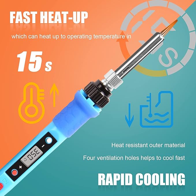 LDK 80W Soldering Iron Kit, LCD Digital Soldering Welding Tool with Ceramic Heater Stable Temperature for DIY and Professional Use