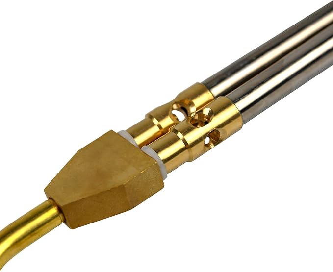 BLUEFIRE Double Flame Jet Turbo Torch Head with Porpane Kit High Output 17060 BTU Full Metal Heavy Duty Manual Ignition Gas Welding Dual Tubes Nozzle Fuel by MAP Propane Brazing Soldering Flamethrower