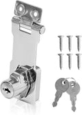 Keyed Hasp Locks Twist Knob Keyed Locking Hasp Stainless Steel Chrome Plated Hasp Lock Catch Latch Safety Lock Suitable for Small Doors Cabinets Silver