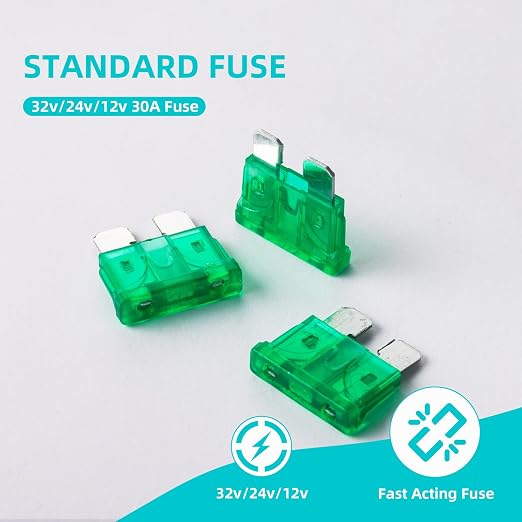 30 Amp Fuses 20Pcs Stanbdard, 30A Car Fuse Blade for Automotive, Truck, Boat, Motorcycle